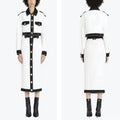 Military-Style White Midi Dress H6094