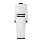 Military-Style White Midi Dress H6094