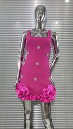 Mint Blue Embellished Ruffle Mini Dress H6818