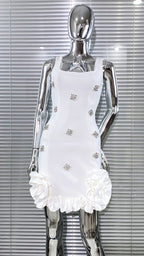 Mint Blue Embellished Ruffle Mini Dress H6818