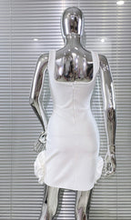 Mint Blue Embellished Ruffle Mini Dress H6818