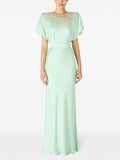 Mint Green Embellished Cap Sleeve Gown H6777