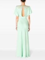Mint Green Embellished Cap Sleeve Gown H6777