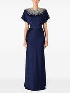 Mint Green Embellished Cap Sleeve Gown H6777