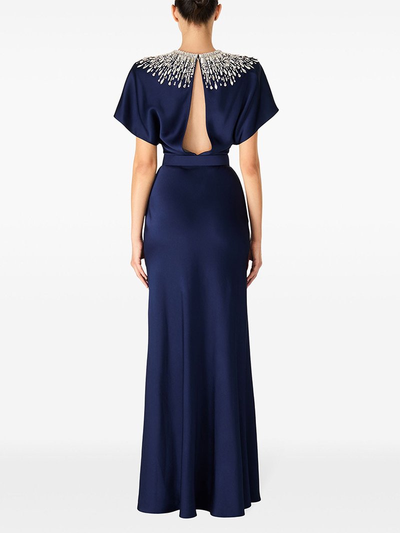 Mint Green Embellished Cap Sleeve Gown H6777