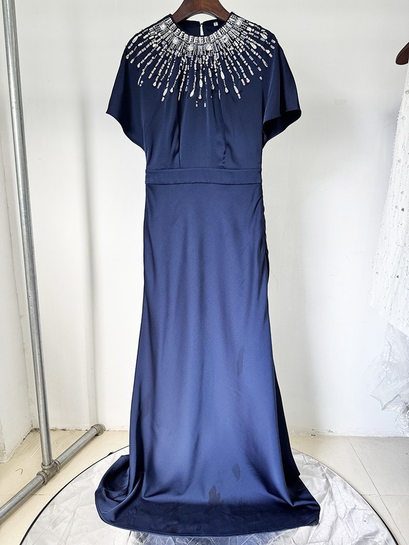 Mint Green Embellished Cap Sleeve Gown H6777