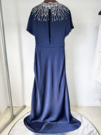 Mint Green Embellished Cap Sleeve Gown H6777