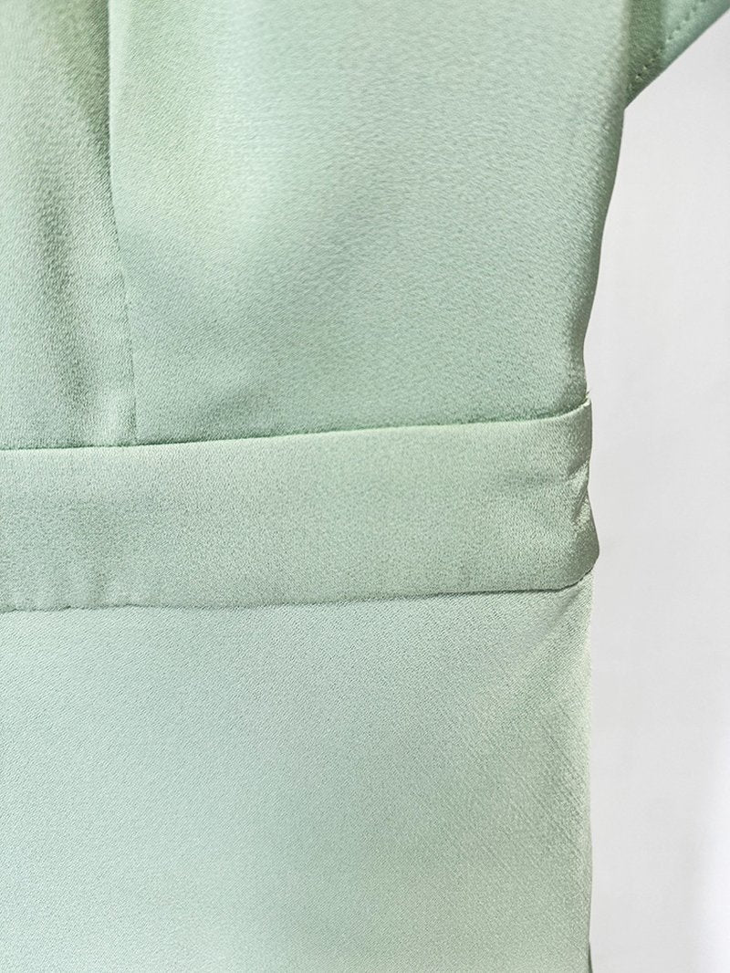 Mint Green Embellished Cap Sleeve Gown H6777