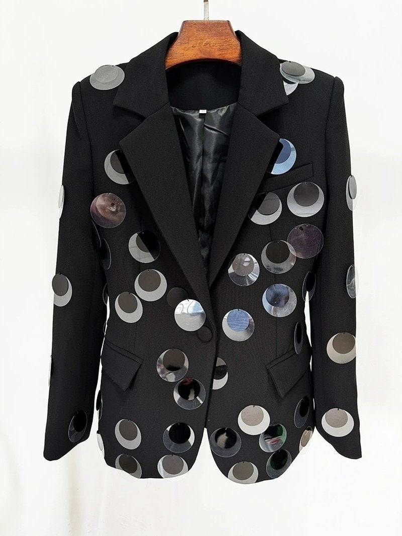 Mirrored Dot Embellished Blazer H6362