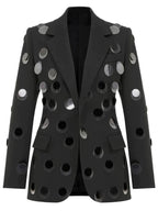 Mirrored Dot Embellished Blazer H6362