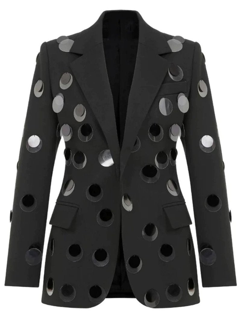 Mirrored Dot Embellished Blazer H6362