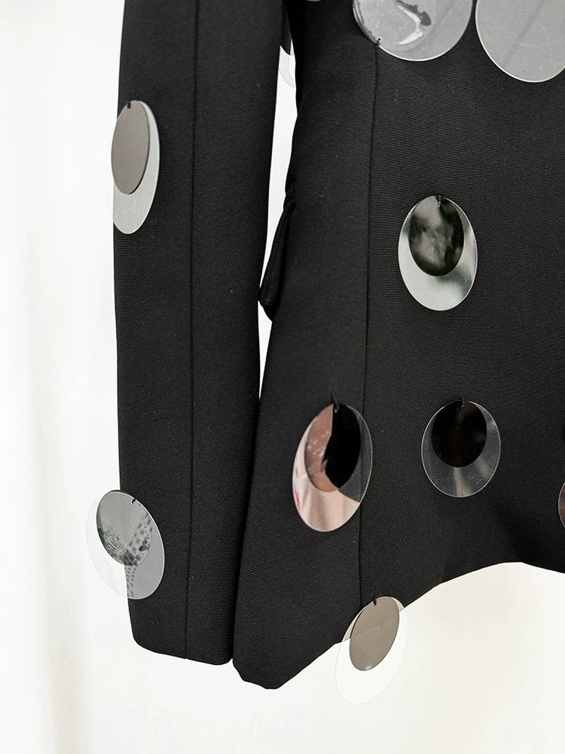 Mirrored Dot Embellished Blazer H6362