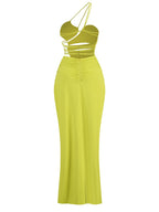 Neon Yellow Cutout Strappy Gown H6333
