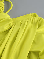 Neon Yellow Cutout Strappy Gown H6333