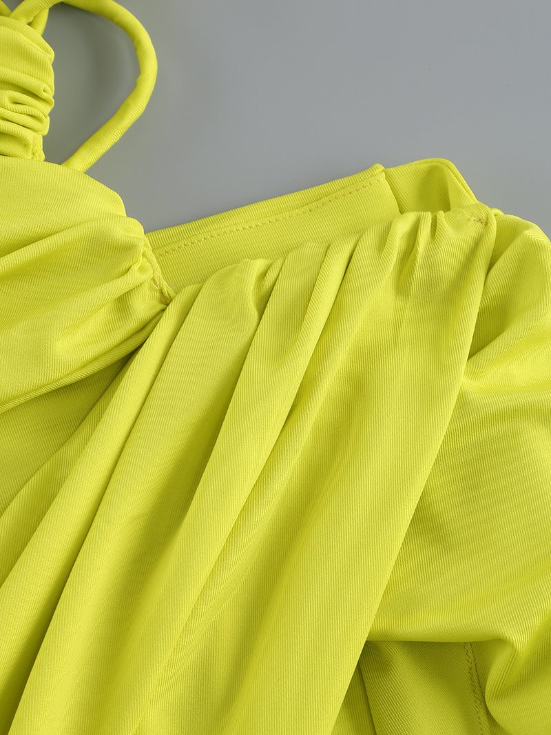 Neon Yellow Cutout Strappy Gown H6333