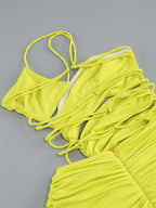 Neon Yellow Cutout Strappy Gown H6333