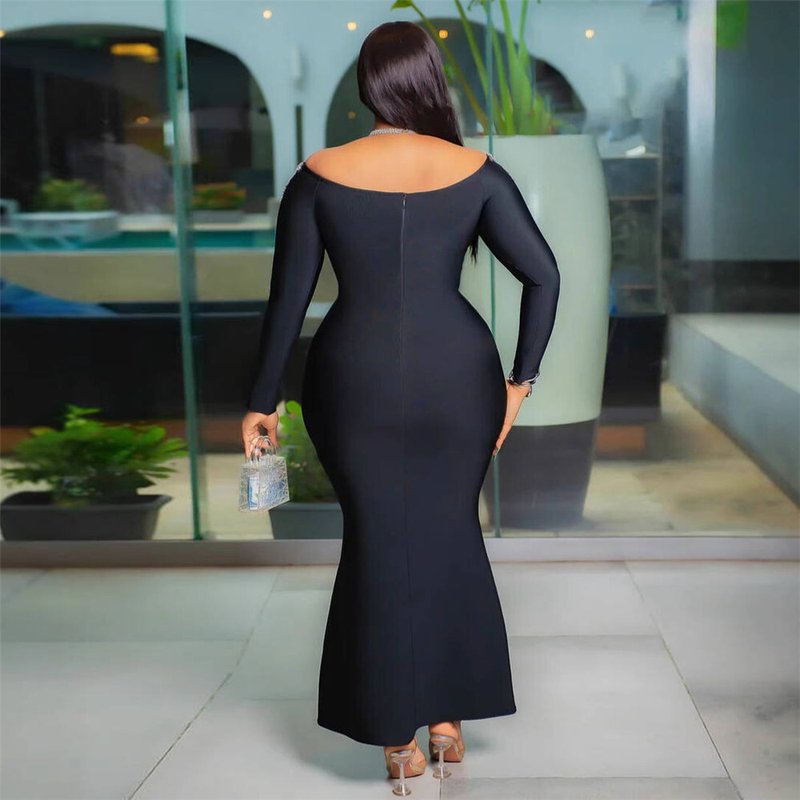 Off Shoulder Beaded Mermaid Gown H6754