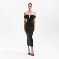 Off-Shoulder Beaded Midi Dress H6401