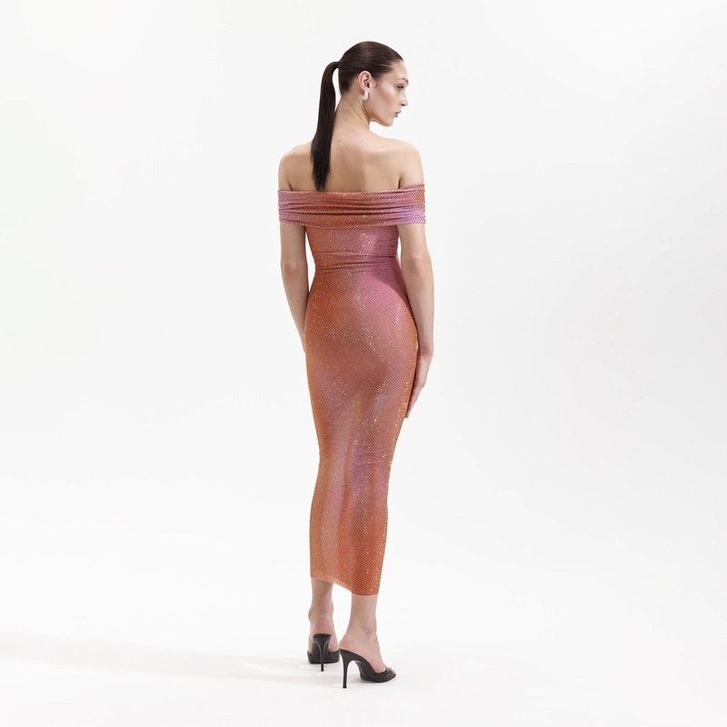 Off-Shoulder Beaded Midi Dress H6401