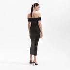 Off-Shoulder Beaded Midi Dress H6401