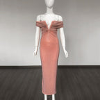 Off-Shoulder Beaded Midi Dress H6401
