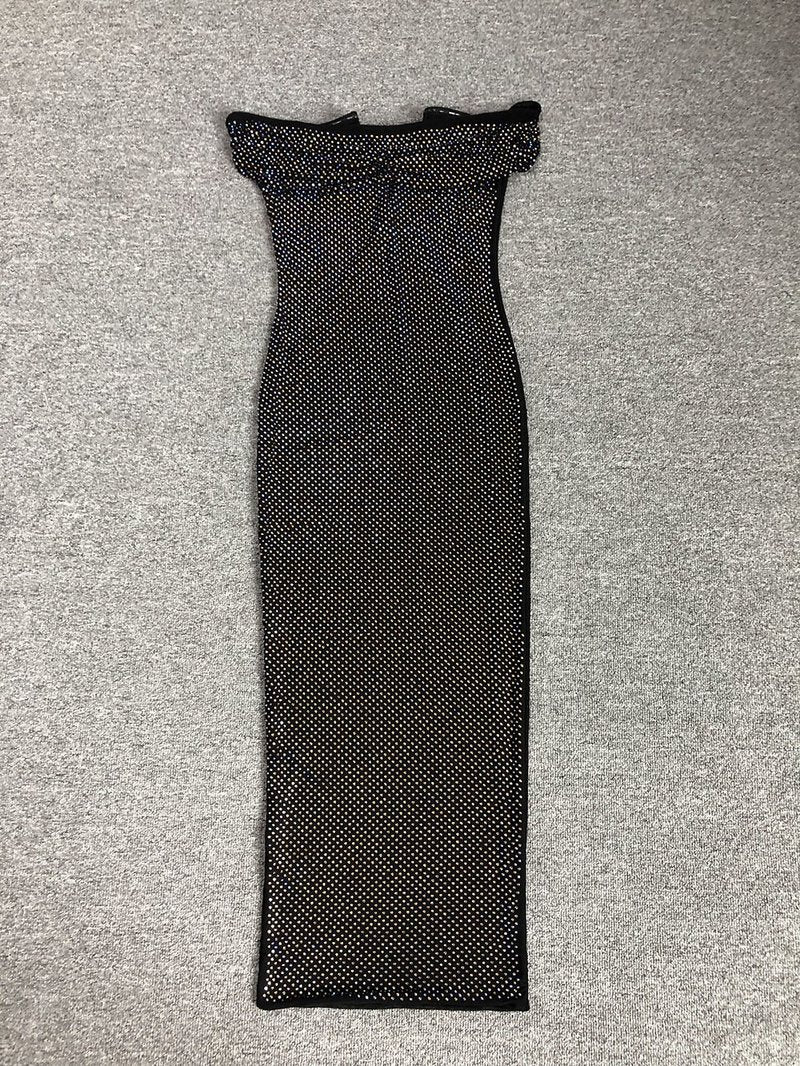 Off-Shoulder Beaded Midi Dress H6401