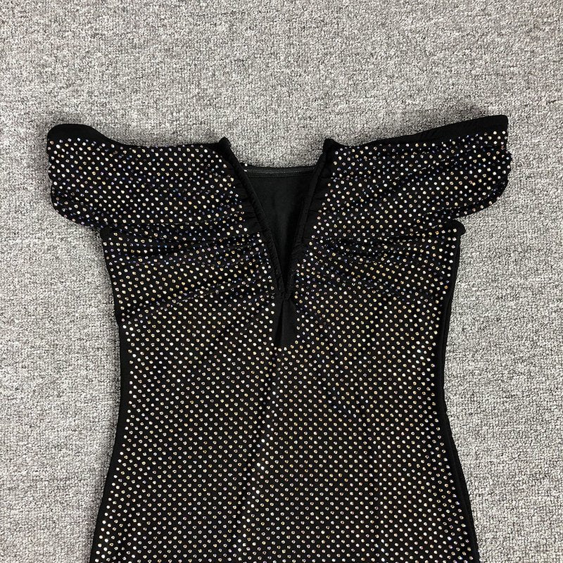 Off-Shoulder Beaded Midi Dress H6401