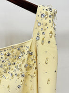 Off-Shoulder Beaded Yellow Maxi Dress H6735