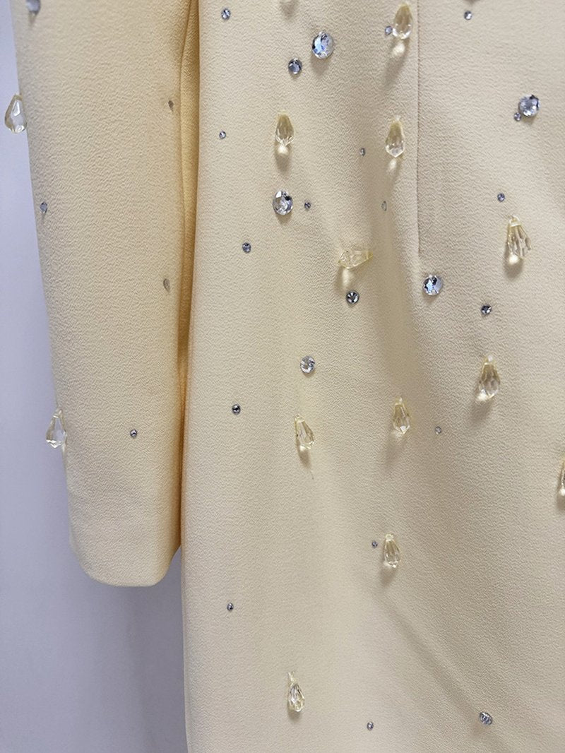Off-Shoulder Beaded Yellow Maxi Dress H6735