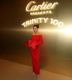 Off Shoulder Bell Sleeve Red Gown H6511
