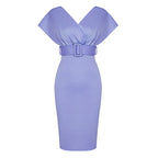 Off Shoulder Belted Midi Dress H4116