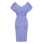 Off Shoulder Belted Midi Dress H4116