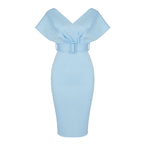 Off Shoulder Belted Midi Dress H4116