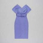 Off Shoulder Belted Midi Dress H4116