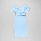 Off Shoulder Belted Midi Dress H4116