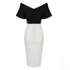 Off Shoulder Belted Midi Dress H4116