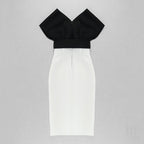 Off Shoulder Belted Midi Dress H4116