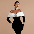 Off-Shoulder Black Bandage Dress H6520