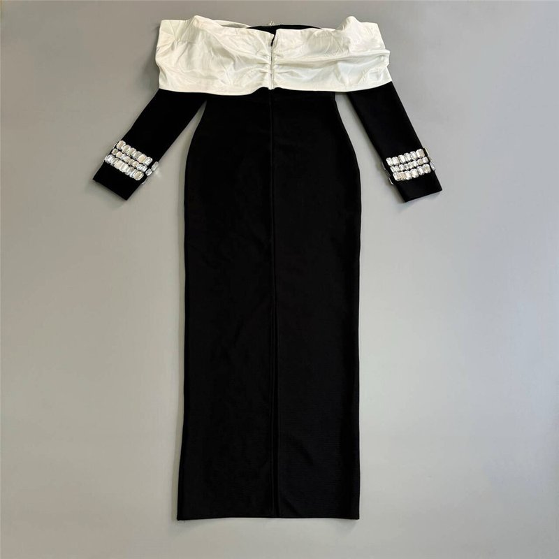 Off-Shoulder Black Bandage Dress H6520
