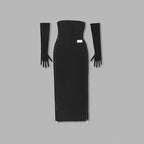 Off-Shoulder Black Maxi Dress H6190