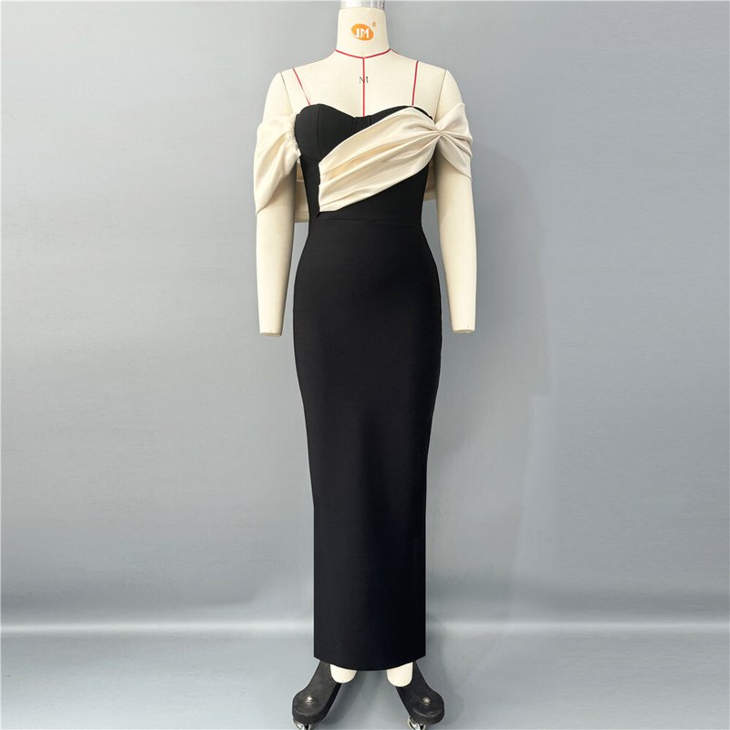 Off Shoulder Black Mermaid Gown H6814