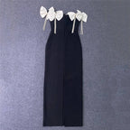 Off-Shoulder Bow Beaded Mermaid Dress H6388
