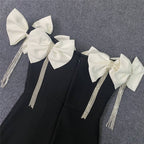 Off-Shoulder Bow Beaded Mermaid Dress H6388