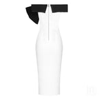 Off-Shoulder Bow Midi Dress H3840