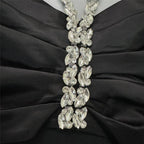Off Shoulder Bow Satin Maxi Dress H6484