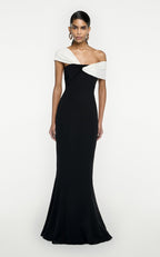 Off-Shoulder Contrast Mermaid Gown H5976
