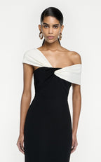 Off-Shoulder Contrast Mermaid Gown H5976