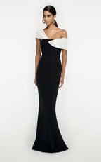 Off-Shoulder Contrast Mermaid Gown H5976