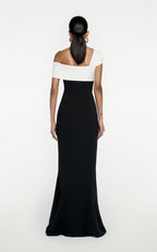 Off-Shoulder Contrast Mermaid Gown H5976