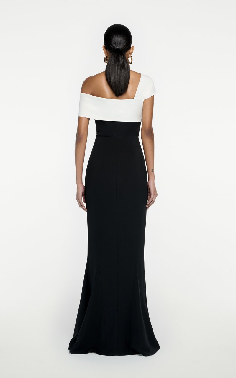 Off-Shoulder Contrast Mermaid Gown H5976